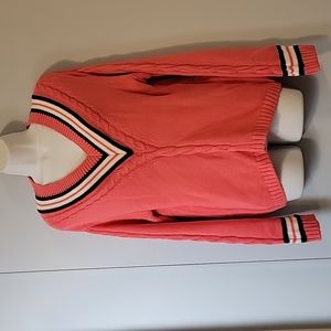 Cotton  Country Size M/M V-neck Pinkish Tangerine Knit Sweater